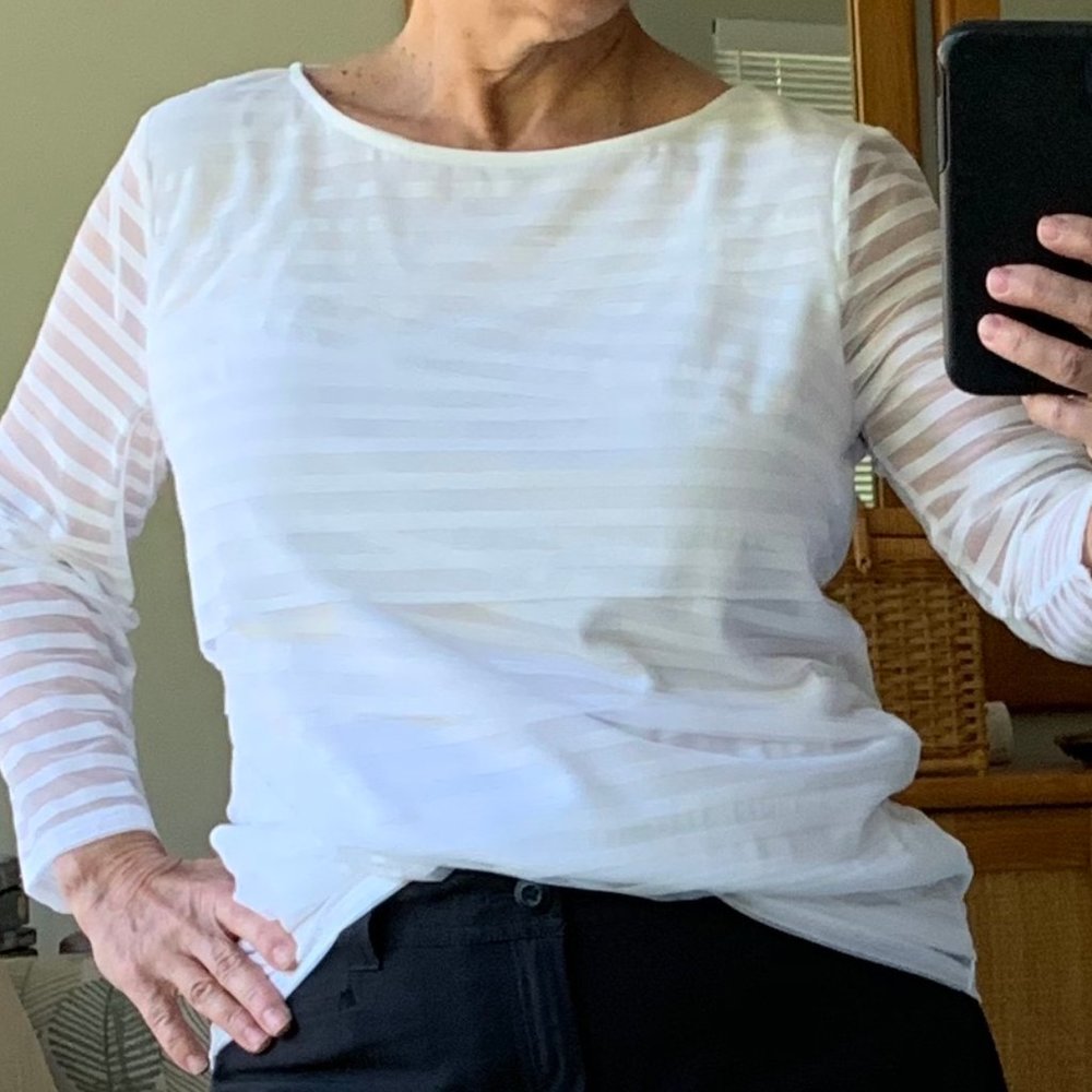Dana Buchanan Lined Mesh Top 3/4 Sleeves